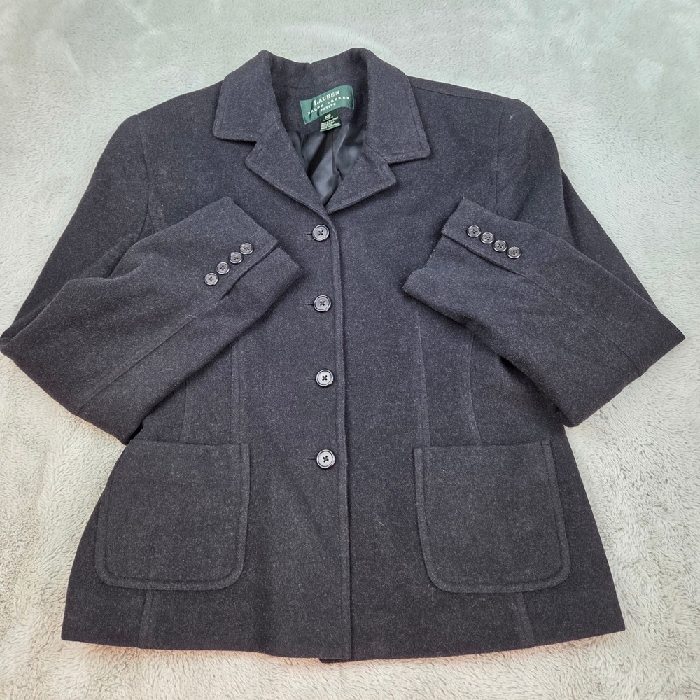 Lauren Ralph Lauren Wool Angora Blazer Jacket Womens 10P Petite Patch Pocket